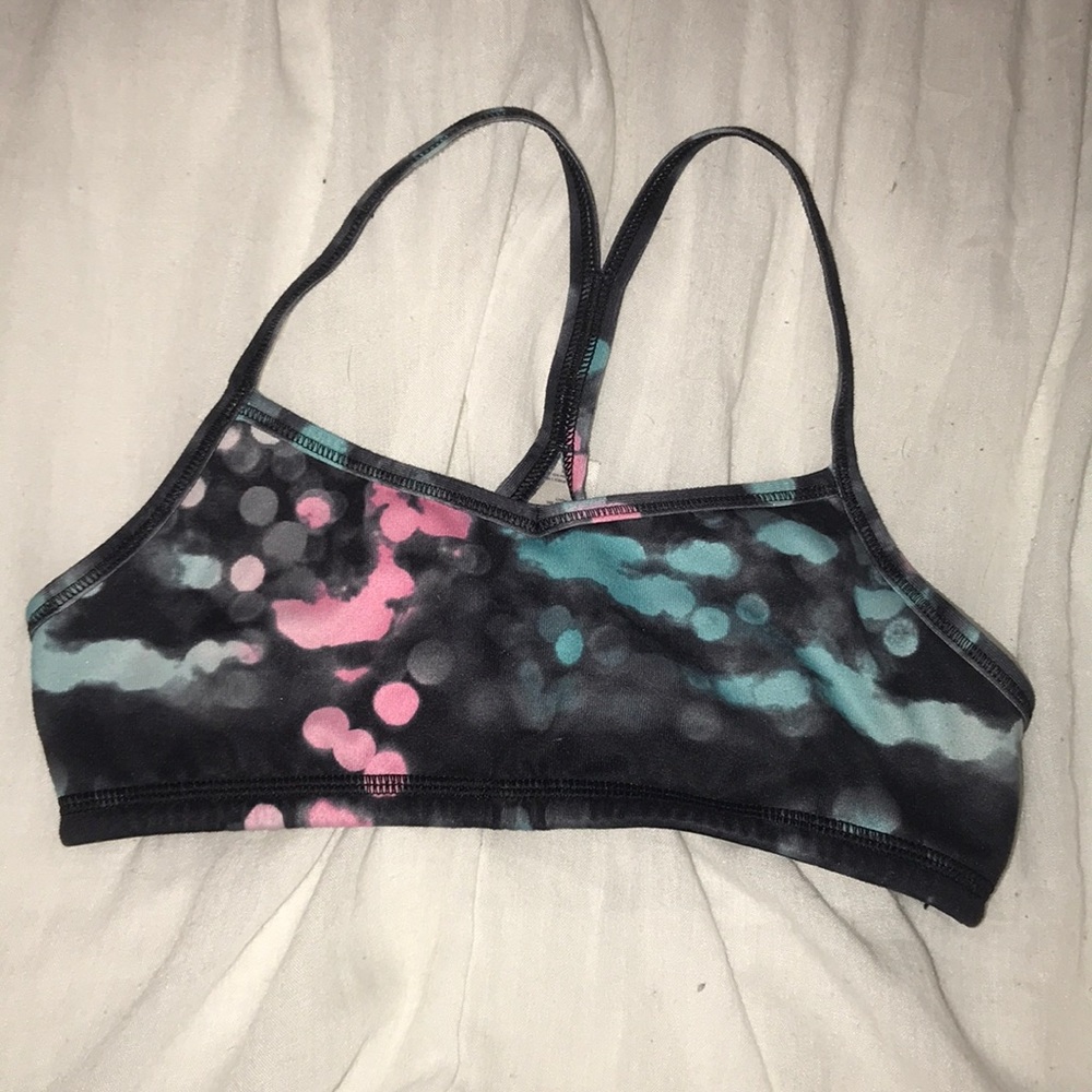 blue and pink ivivva bra